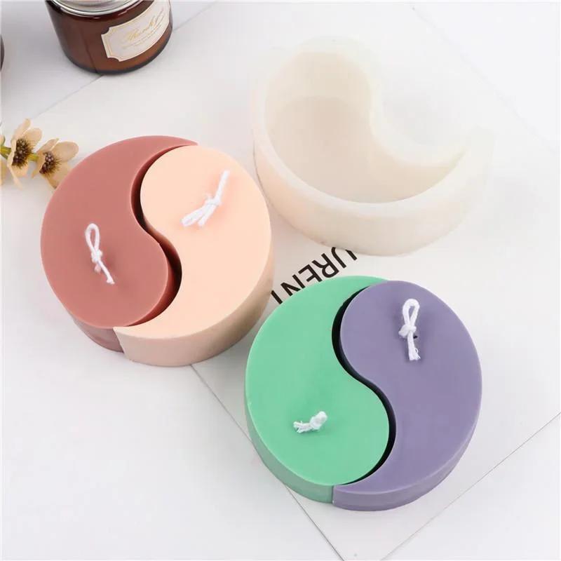Kreative handgefertigte Tai Chi Fisch Silikon Kerzenform Desktop Dekoration Gips Harz Aromatherapie Gips Kerze Silikonformen