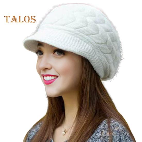 Kvinner vinterlue tykk plysj strikket kortbremte varmebevaring Vindtett hodeplagg Ensfarget Pendling Utendørs lue