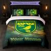 Norwich City Personalizowany Zestaw Pościeli z Nazwą Tekstową 1 Poszewka na Kołdrę + 2 Poszewki na Poduszki Logo Piłkarskie Spersonalizowany Prezent na Specjalną Okazję Wystrój Sypialni