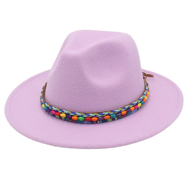 Top Hat Rainbow Hand-Woven With Accessories Ethnic Style Tibetan Hat Colorful Jazz Hat