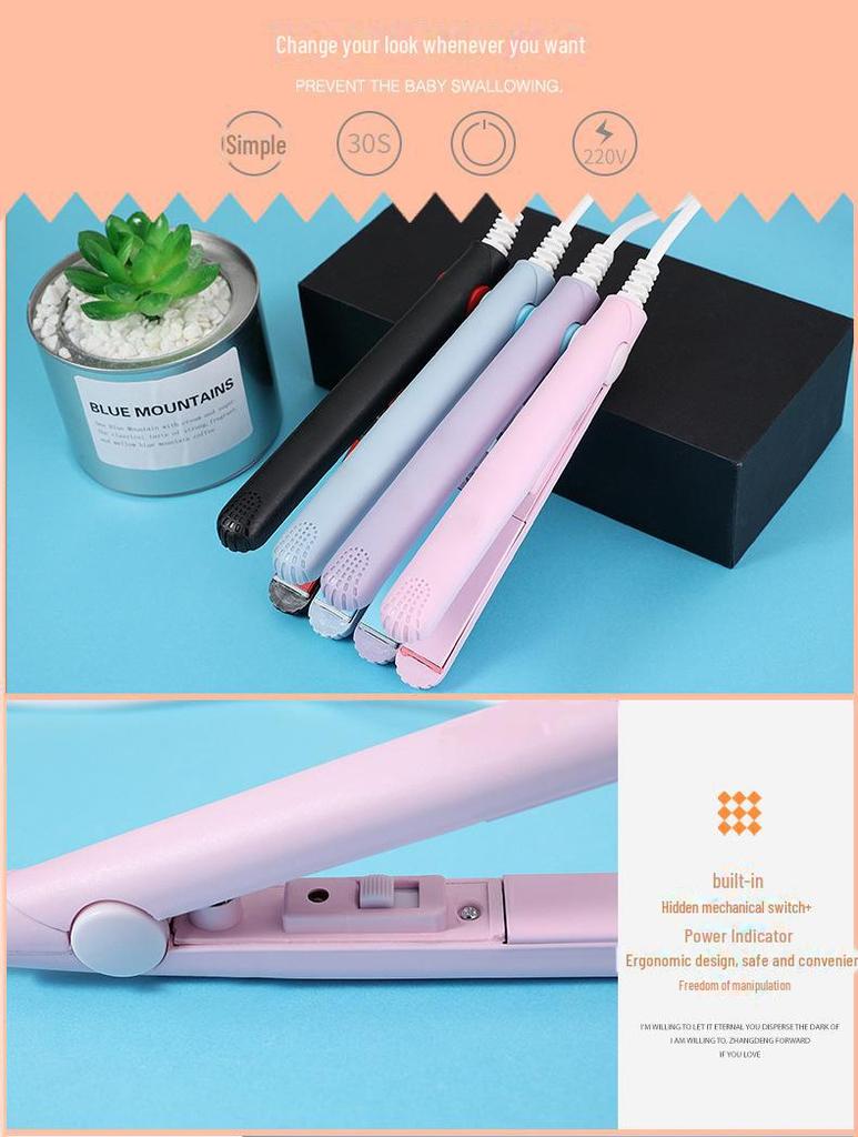 Dual-Purpose Student Mini Plywood Hair Curler & Straightener