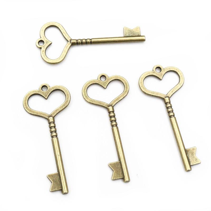 

46x19mm 10pcs Antique Bronze Silver Plated Key Handmade Charms Pendant:DIY for bracelet necklace бронзовий