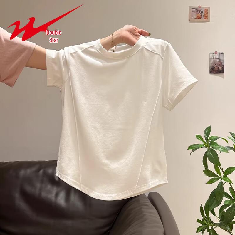Shuangxing Women s Irregular Hem Round Neck Short Sleeve T-Shirt XL
