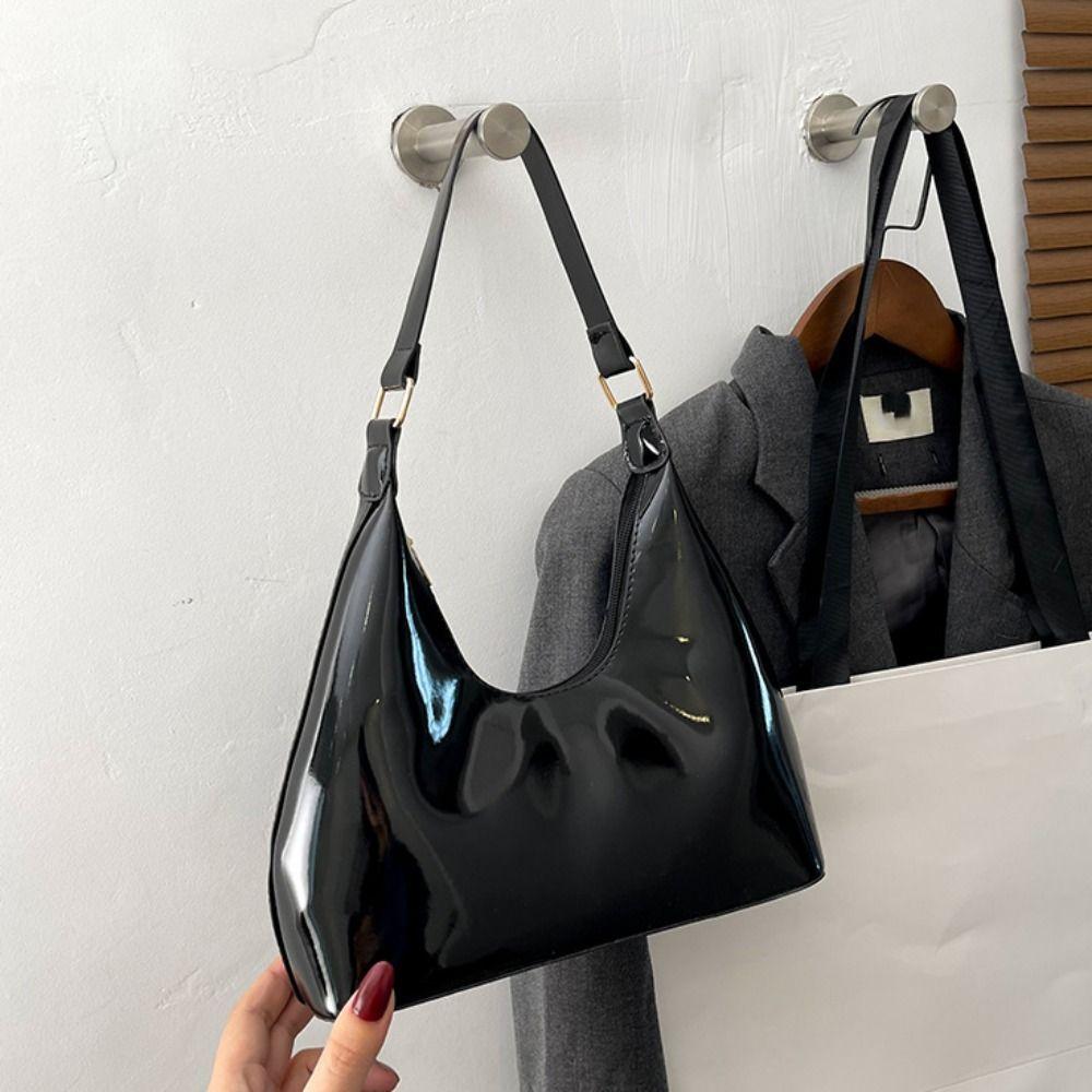 New Design Luxury Armpit Bag Glossy Women's Handbag Fashion Retro Shoulder Bags  Female