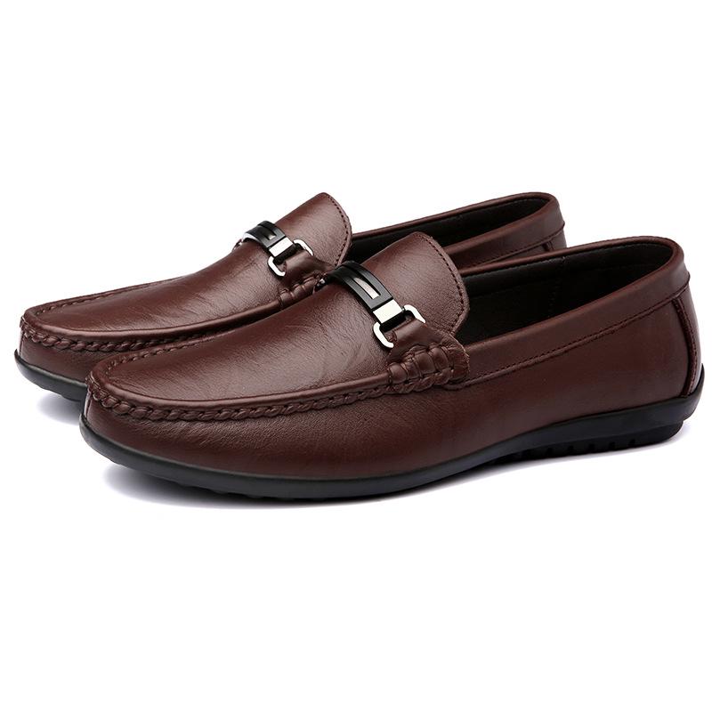 Men s Low Top Cowhide Loafers - Spring/Summer Breathable Slip-on Casual Driving Shoes 43