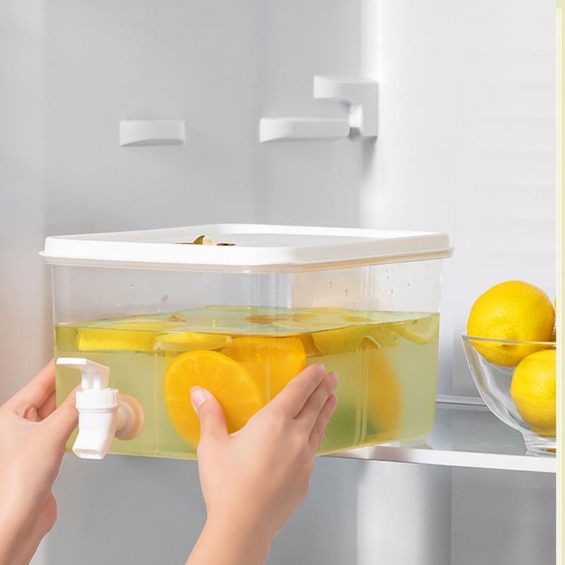 5L Doorzichtige Koelkast Waterdispenser Met Lekvrij Kraantje Makkelijk Te Vullen Drankcontainer Voor Thuis Keuken Kantoor