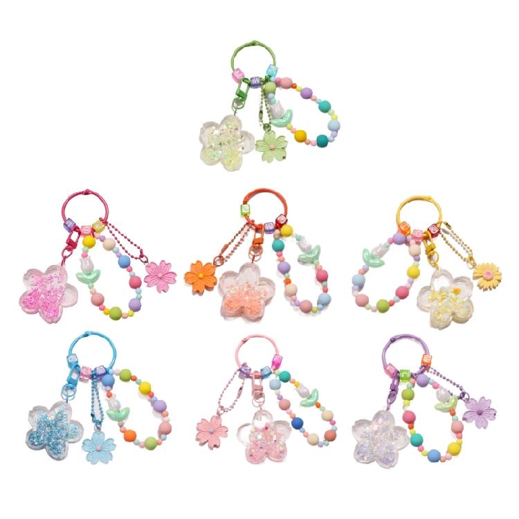 Cherry Blossoms Quicksand Keyring Women Girls DIY Bag Earphone Cover Pendants