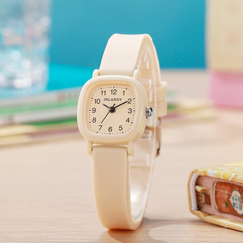 Fashion Silicone Strap Women Quartz Watch Simple Square Arabic Dial Ladies Wristwatches Girls Clock Student Daily Use