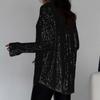 2026 Sexy Sequin Sparkle Lapel Single-Breasted Long Sleeve Women's Shirt
