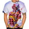 Men's fashionable skull 3D print T-shirt, trendy digital round neck short-sleeved casual top, street style.