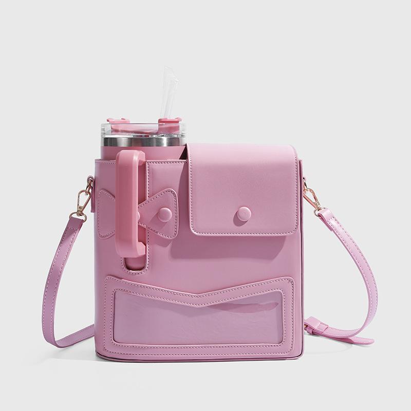 New Bow Water Cup Bag Women's Student Cute Outdoor Portable Beverage Bottle Bag Messenger Bag