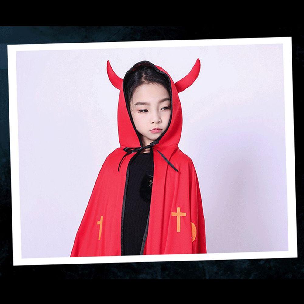 Party Cloak Cartoon Children Day Cosplay Props Devil Horn Cloak Cosplay Costume Hooded Cloak