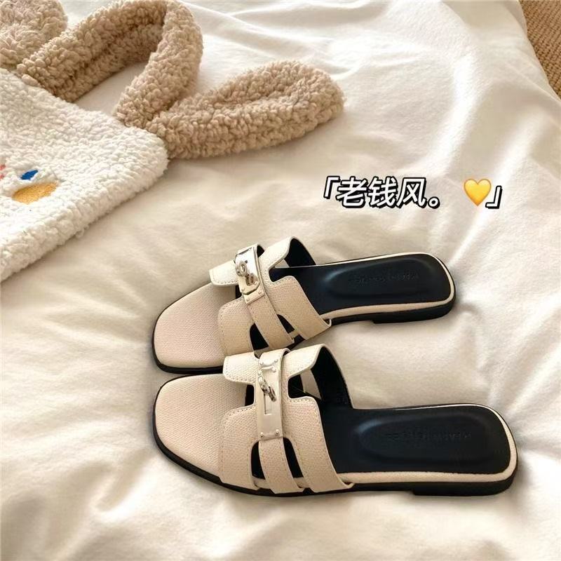 Skinny French Slippers Gentle Summer Premium 2025 Lazy Breathable Flat Bottom Slippers Outer Wear Women