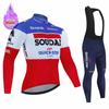 2026 Soudal Quick Step Team Męski Zimowy Zestaw Ubrań Rowerowych Długi Rękaw Termiczny Polarowy Koszulka Rowerowa MTB Ciepła Ropa Ciclismo Hombre