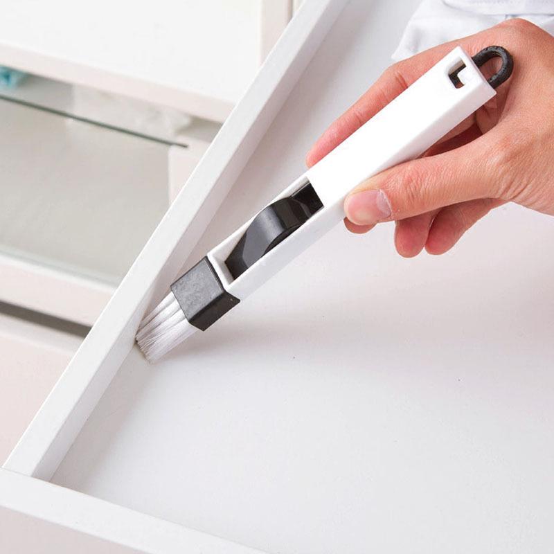 Two-in-One Small Crevice & Dustpan Brush for Window & Door Track Cleaning