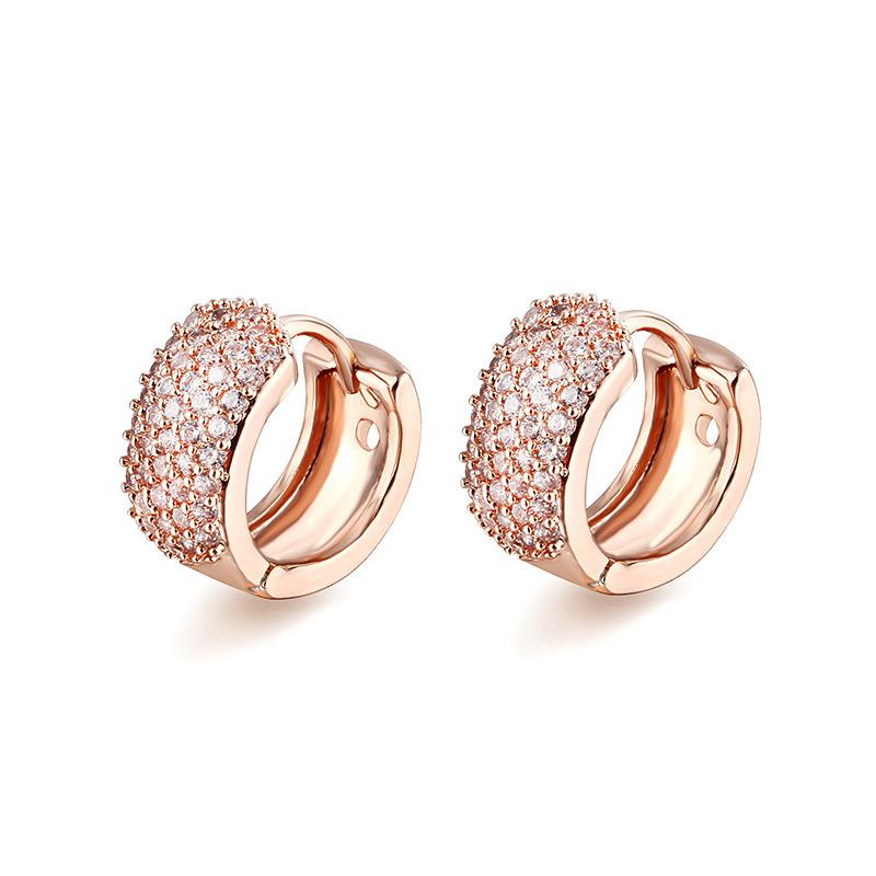 Women's Earrings Round Retro Hoops Jewelry Gold Color Zircon Small Ear Ring Vintage Female Accessories LAMOON