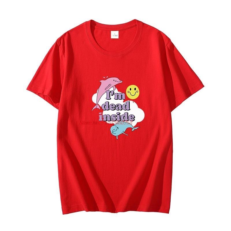 Unisex Oversized Cotton Tshirt Dolphin Im Dead Inside Sunshine Funny Graphic Oneck Unisexs Summer Clothing