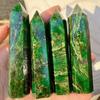 Emerald and Golden Green Aventurine Hexagonal Column Polished Ornament