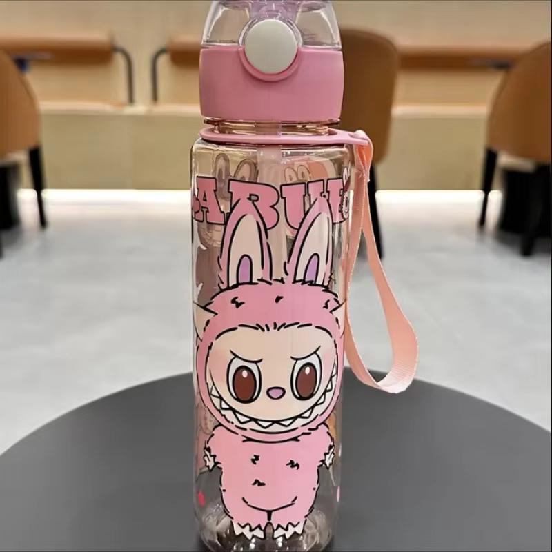 BPA-Free Visually Appealing Cartoon Water Bottle with Straw - Leak-Proof, Portable for Outdoor Sports, Fitness, Travel