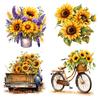 C222# Sunflowers Bouquet Wall Sticker Bathroom Toilet Decor Living Room Cabinet Refrigerator Home Decoration Decals Festival