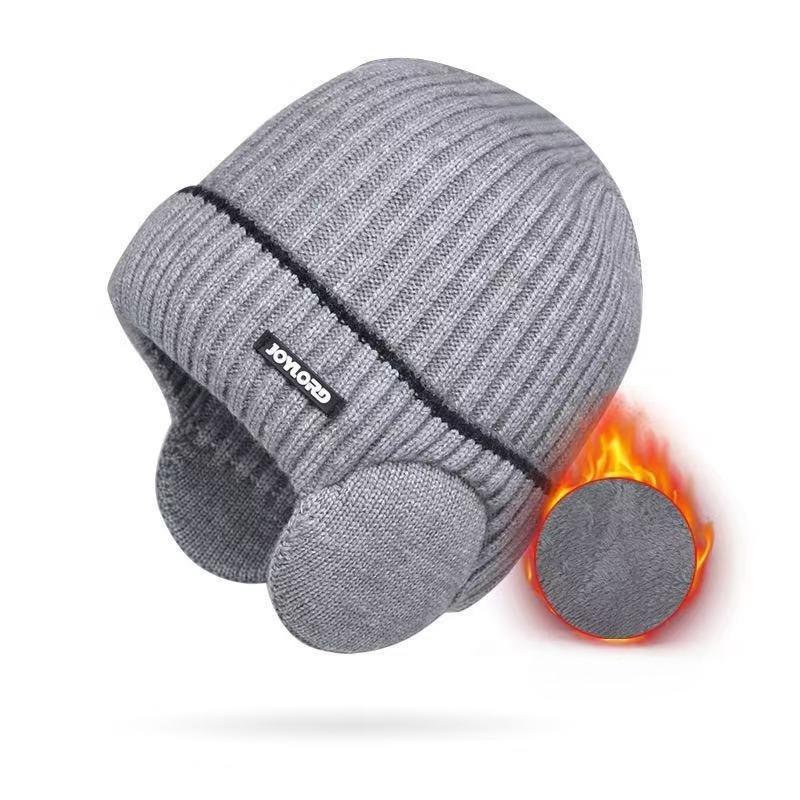 Winter Warm Beanie Unisex Knitted Hat with Fleece Ear Protection, European Style