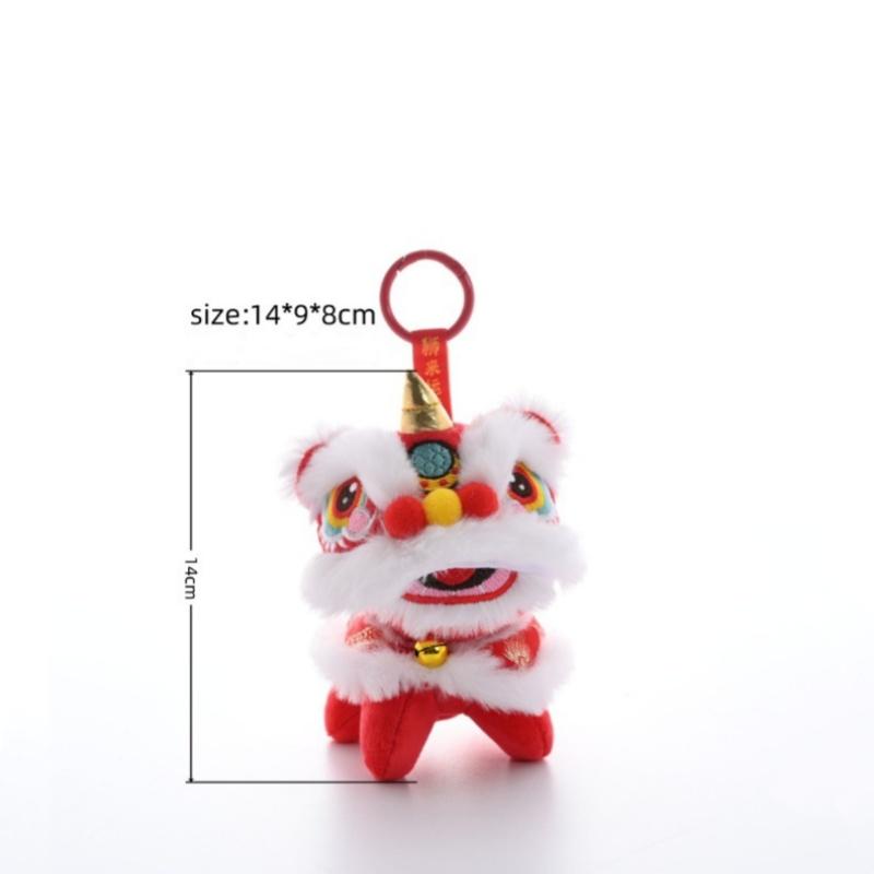 Cartoon Lion Dance Keychain Awakened Lion Year Of Horse Pendant Chinese Style Plush Toy Doll Chinese Bag Hanging New Year Gift