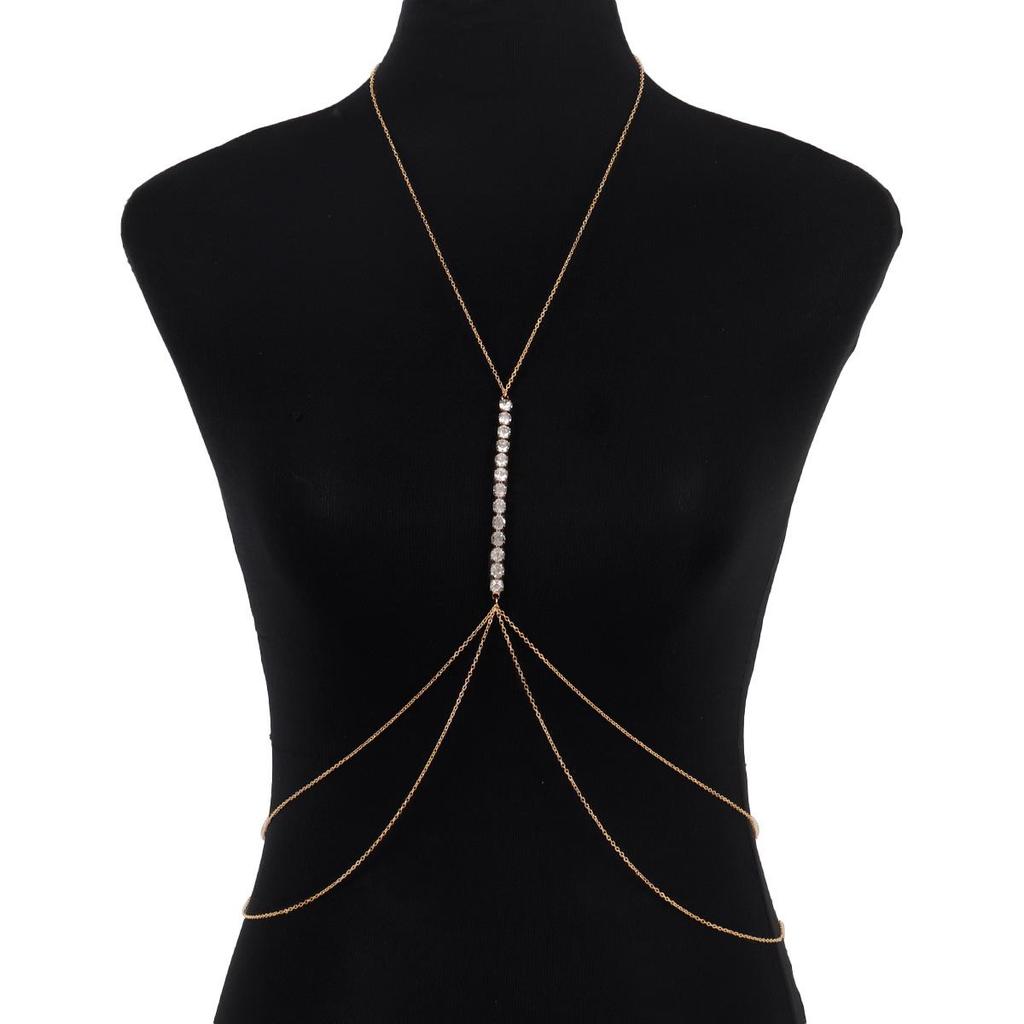 Geometric Rhinestone Chain: European & American Fashion Body Chain for Women