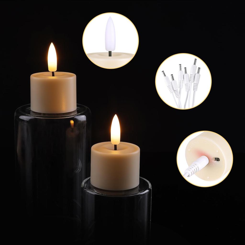 Rechargeable Tea Lights Candles with Remote and Timer Battery Operated, LED Flameless Votive Tealight Candles Flickering for Table Wedding Christmas