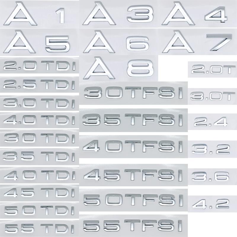 Adesivo per Bagagliaio Auto 3D ABS Nero Lucido 2.0 2.5 3.0 4.0 5.0TDI 30 35 40 45 50 55 TDI Per Audi A1 A3 A4 A5 A6 A7 A8 Q2 Q3 Q5 Q7 TT