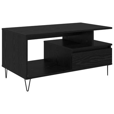 Coffee Table Black Oak Look 90 X 49 X 45 Cm Wood Based Material
