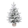 Artificial Mini Christmas Tree Small Xmas Pine Tree with Burlap Base Tabletop Green/Snow Flocked Christmas Tree for Indoor Table Centerpiece