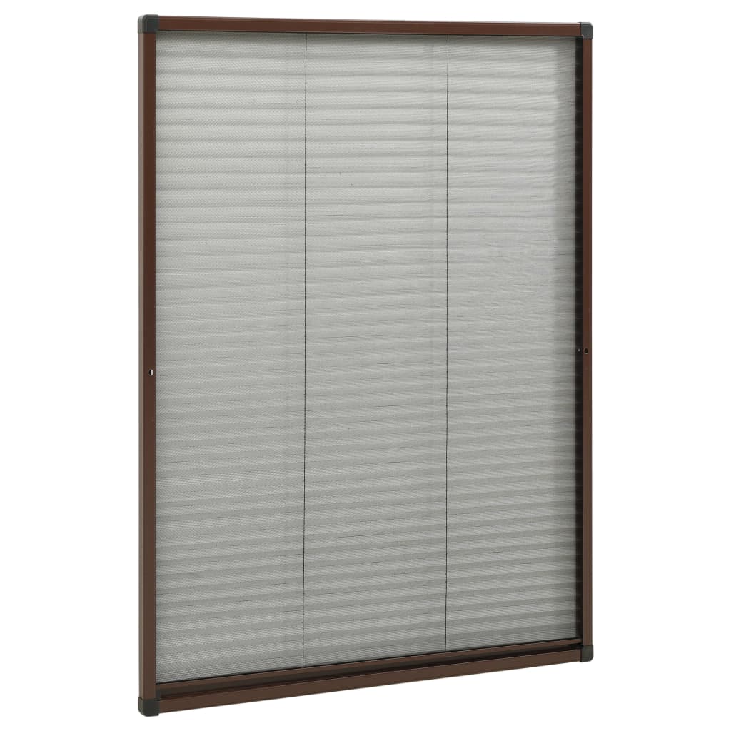 Insect Screen Pleated Blind for Windows Aluminum Brown 80x120 Cm