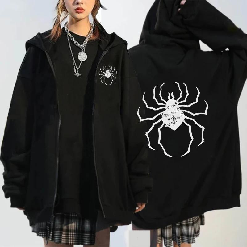 Hunter X Hunter Spider Print Anime Zipper Hoodie Men Women Gothic Y2K Zip Up Jacket Hoodies Casual Sweatshirt Coat
