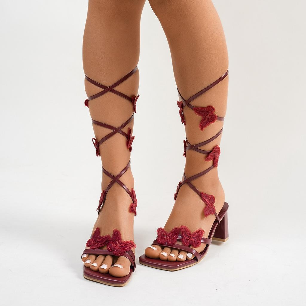 Fashion Women Sexy Ankle Sandals Elegant Comfortable Designer Shoes Transparent Platform Summer Butterfly Lace-up High Heels Sandals