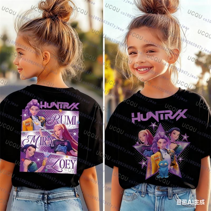 Kpop Demon Hunters Parent Child Halloween Kpop Demon Hunters TShirt Harajuku Casual Fashion Cotton Kid's Tshirt Cosplay Clothing