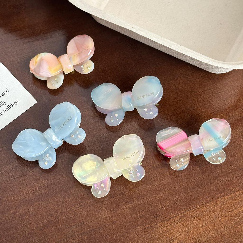 Trendy Rhinestone-encrusted Butterfly Duckbill Hair Clip In Dreamy Blue And Purple Color For Women