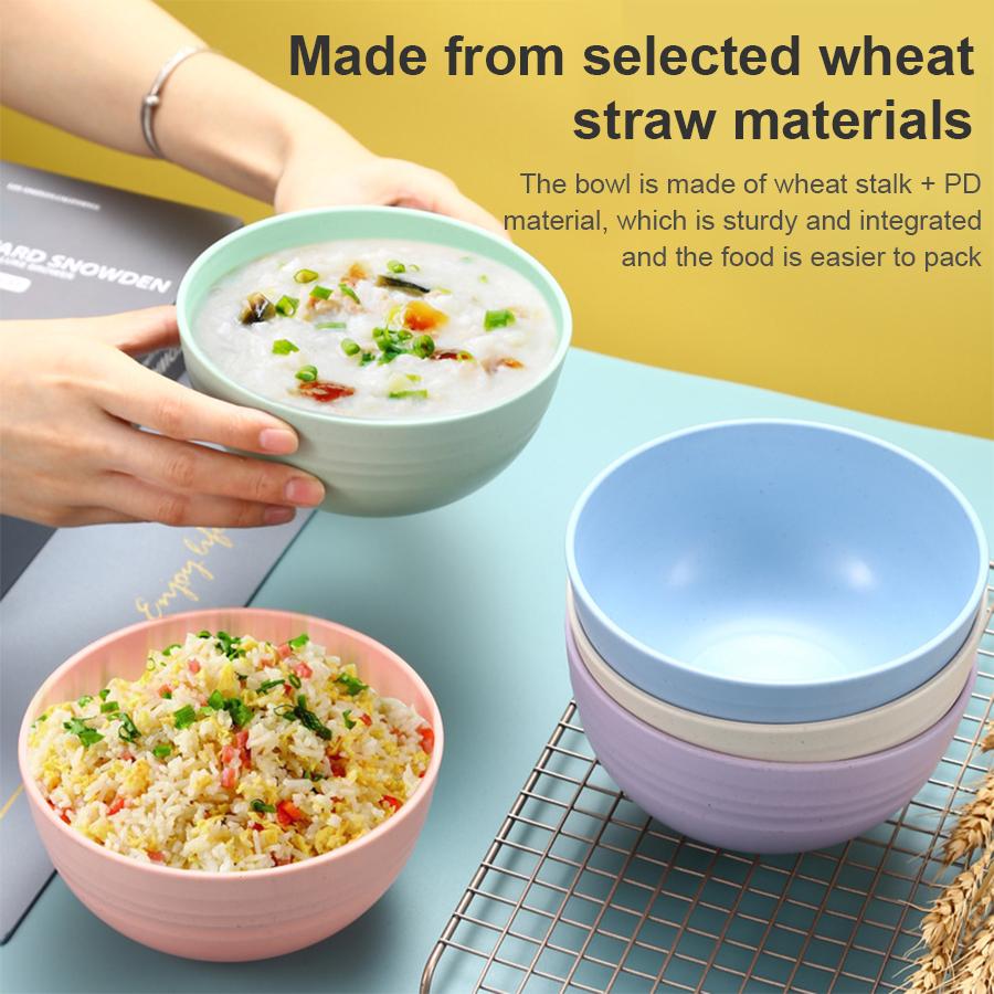 6 Inch Solid Color Plastic Bowl Salad Bowl Wheat Fiber Bowl Children Household Large Bowl Kitchen Supplies