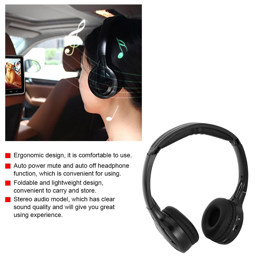 Wireless Infrared Stereo Audio 2 Channel Headphone Earphone for Car Headrest DVD
