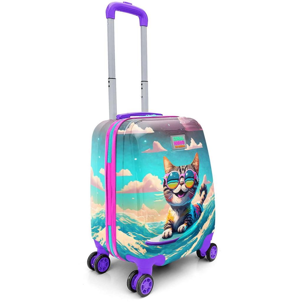 coral high Kids Surfer Cat gemusterter Kinderkoffer 16779