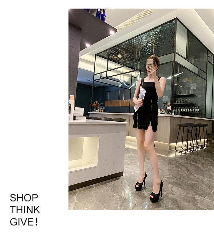 2021 Trendy European & American Sequin Peep Toe High Heel Platform Women's Shoes