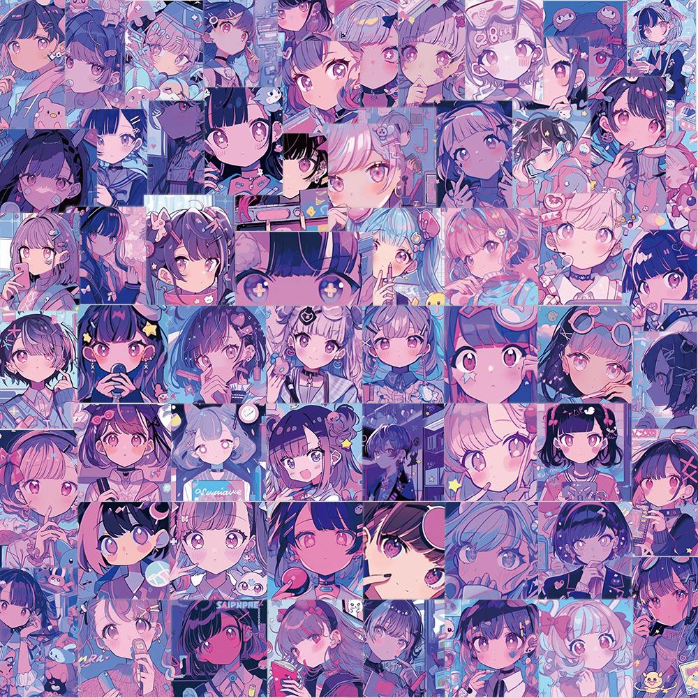 61 Purple Steam Wave Girl Graffiti Stickers Decorate Guitar Notebook Suitcase DIY Waterproof