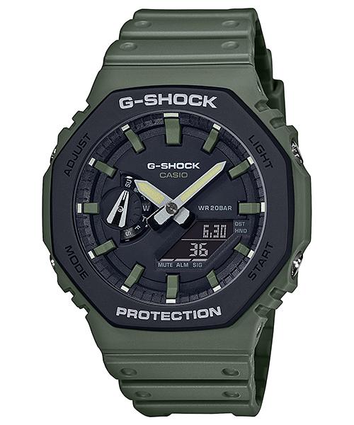 Casio G-SHOCK Men s Resin 200M Water Resistant Analog Shock Resistant Quartz Watch GA-2110SU-3A зелёный
