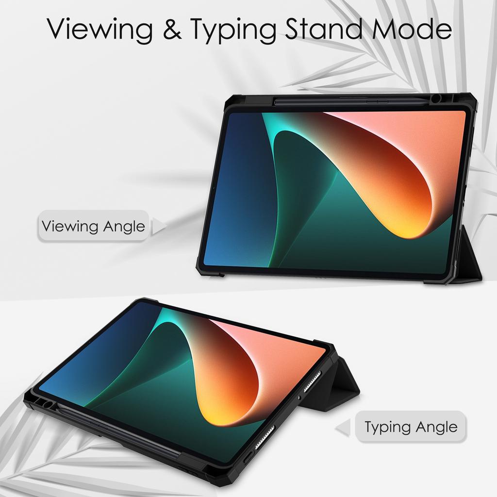 Luxury for Xiaomi MiPad Mi Pad 5 Pro Mi Pad 5 Transparent Back PU Leather Smart Cover with Pencil Holder Case for Tablets