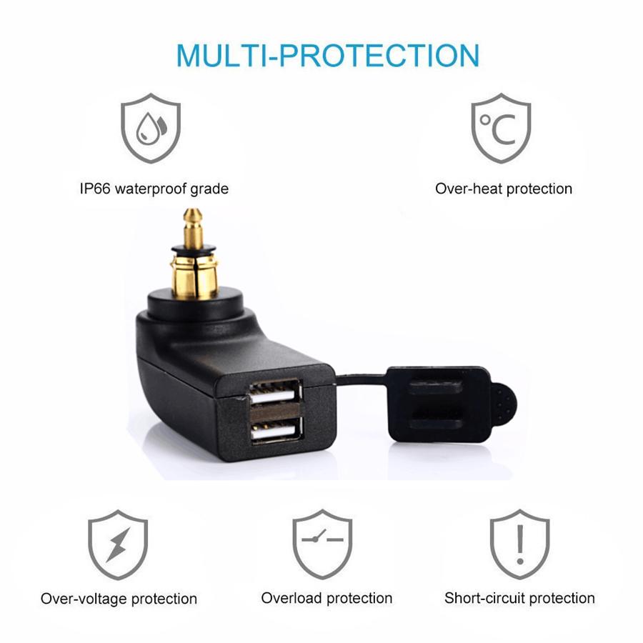 Waterproof Motorcycle Dual USB 4.8A Charger Adapter W/ Digital Voltmeter For BMW