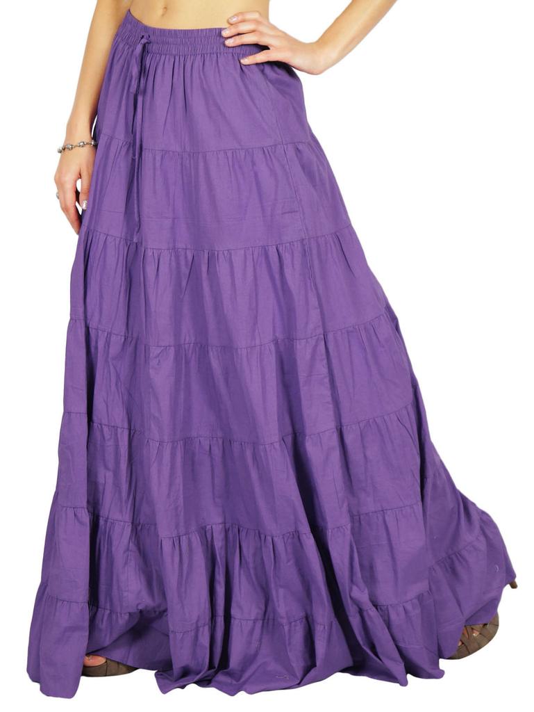 Phagun Damen Sommer Baumwolle Ziegelrot Rock Ethnisches Design Kordelzug Taille -