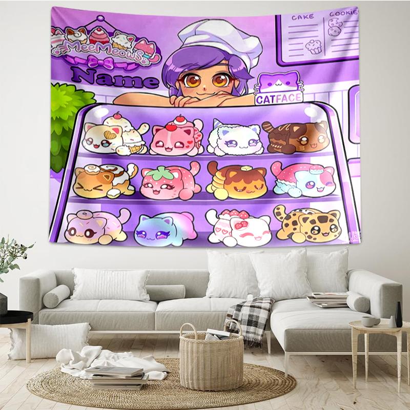 Custom Name Aphmau Print Tapestry, Backdrop, Easy Setup, Ideal for Bedroom, Office & Living Room, with Aesthetic Wall Hanging Decor.