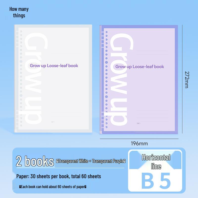 Comfortable Colorful Loose-Leaf Binder: B5/A4/A5, Detachable & Replaceable Pages, Ideal for College Students Studying for Exams