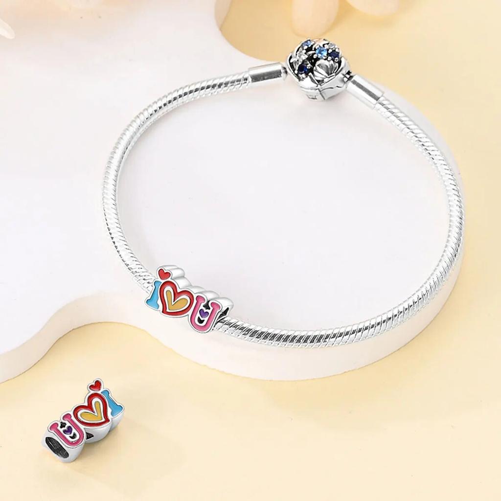 Copper-Plated Romantic Couple Series Charms Fit 3Mm Snake Bone Bracelet Diy Bead Women Jewelry Birthday Gift New In