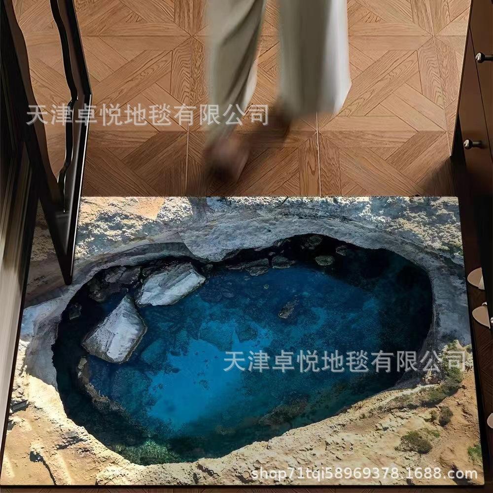 

3D Визуальная Ловушка Напольный Коврик Грязеотталкивающий и Износостойкий Придверный Коврик Ванная Комната Впитывающий и Противоскользящий Коврик 60 * 90Cm