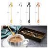 Stainless steel long spoon with cat design, perfect for home use (silver, gold, pink, and black, 20cm)